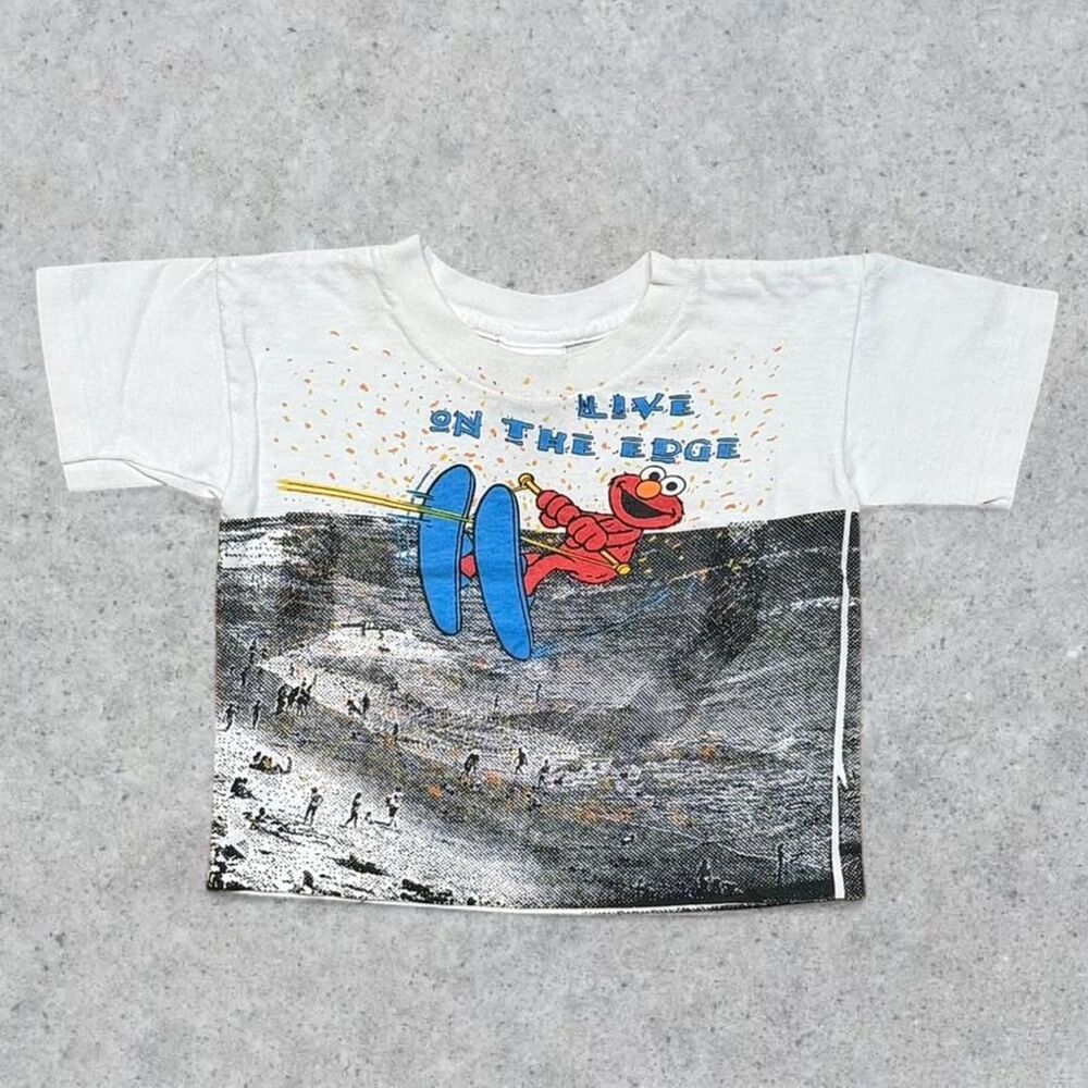 Vintage 90’s Sesame Street Elmo on Skis AOP T Shirt